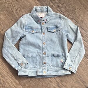 Sergent Mayor | Light Wash Denim Jacket Embroidered Floral Detail Size 9YRS